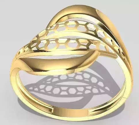 Geometric Honeycomb Gold Ring  Size 7