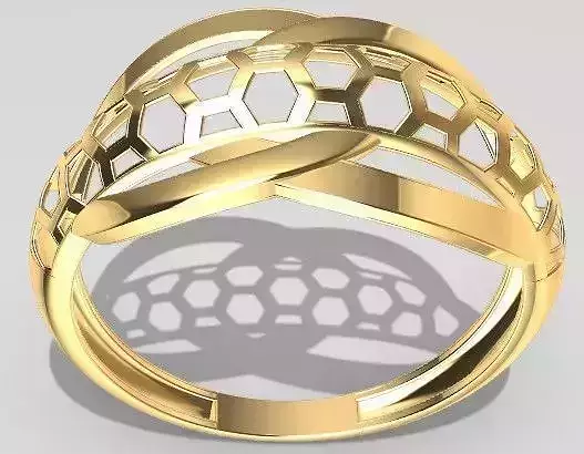 Geometric Honeycomb Gold Ring Size 7 3DM STL