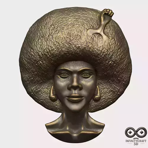 Afro Queen Relief  Symbol of Freedom and Power 3D print model