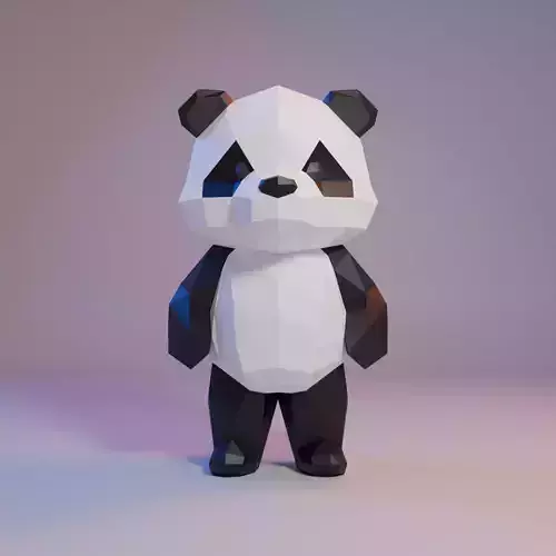 Low Poly Stylized Standing Panda Bear Low-poly 3D model