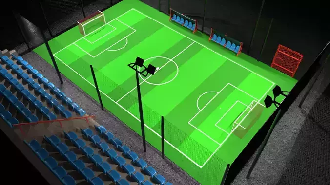 low poly mini soccer field 