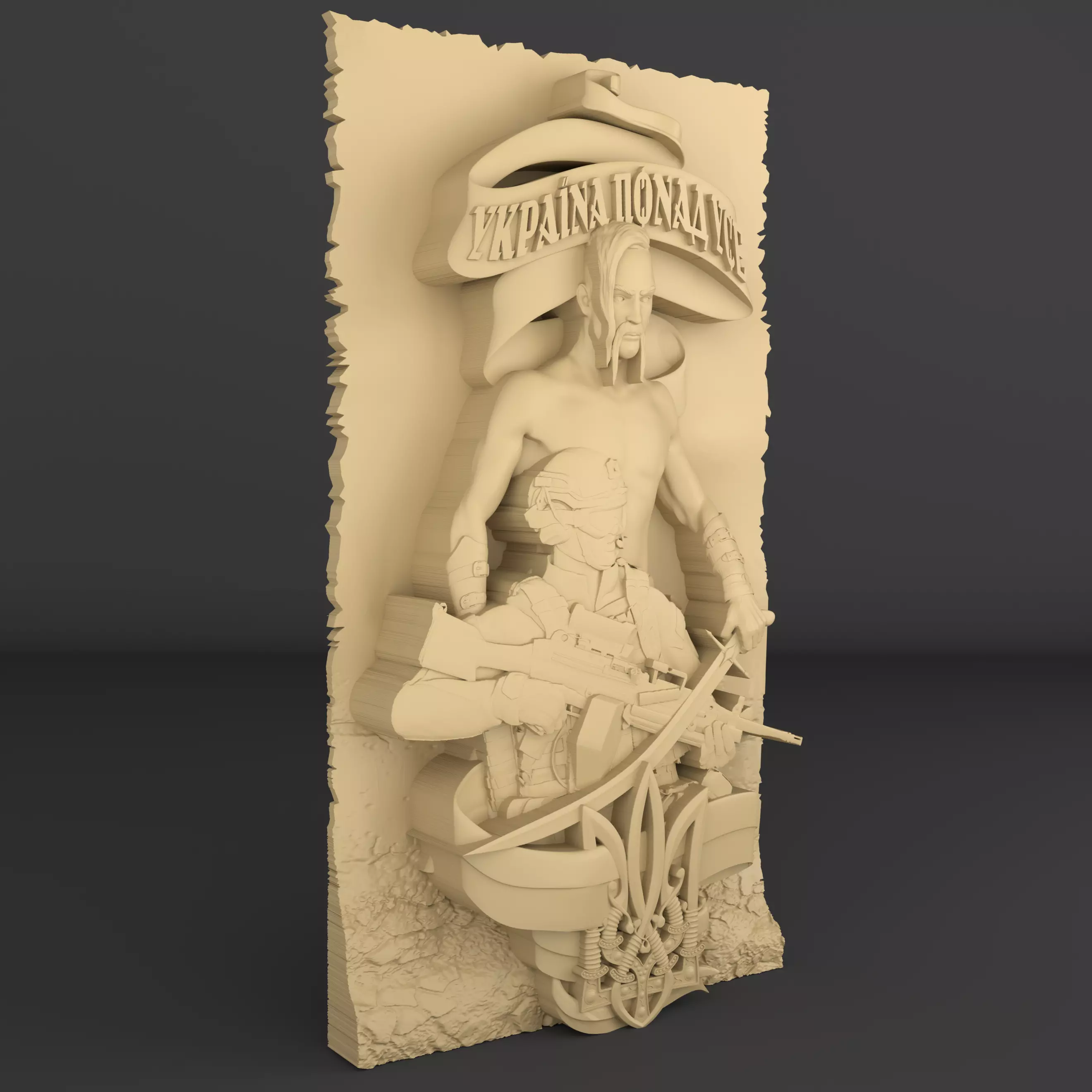 Emblem of Ukrainian warrior cossack trident 3D print model  3D print model_2