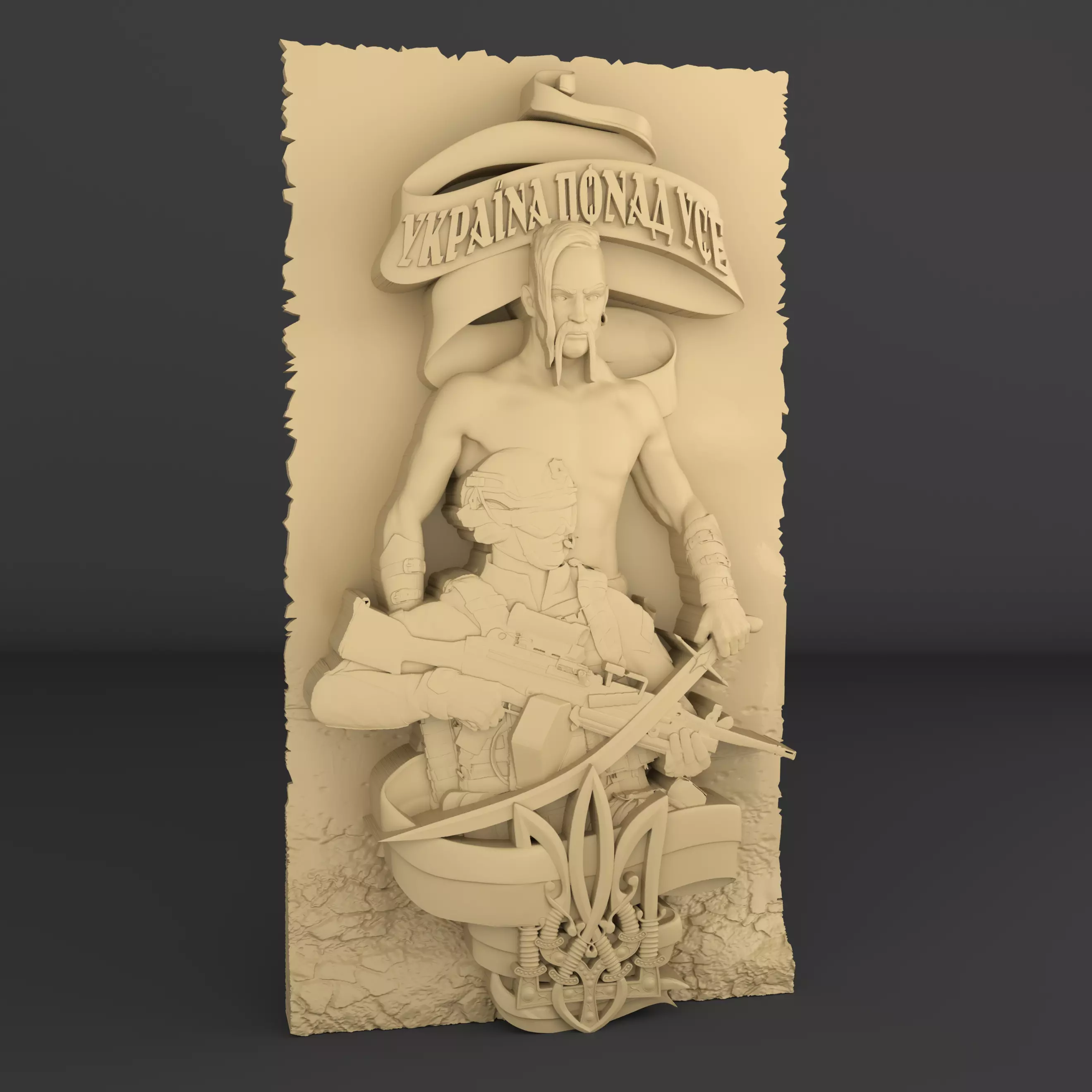 Emblem of Ukrainian warrior cossack trident 3D print model  3D print model_1