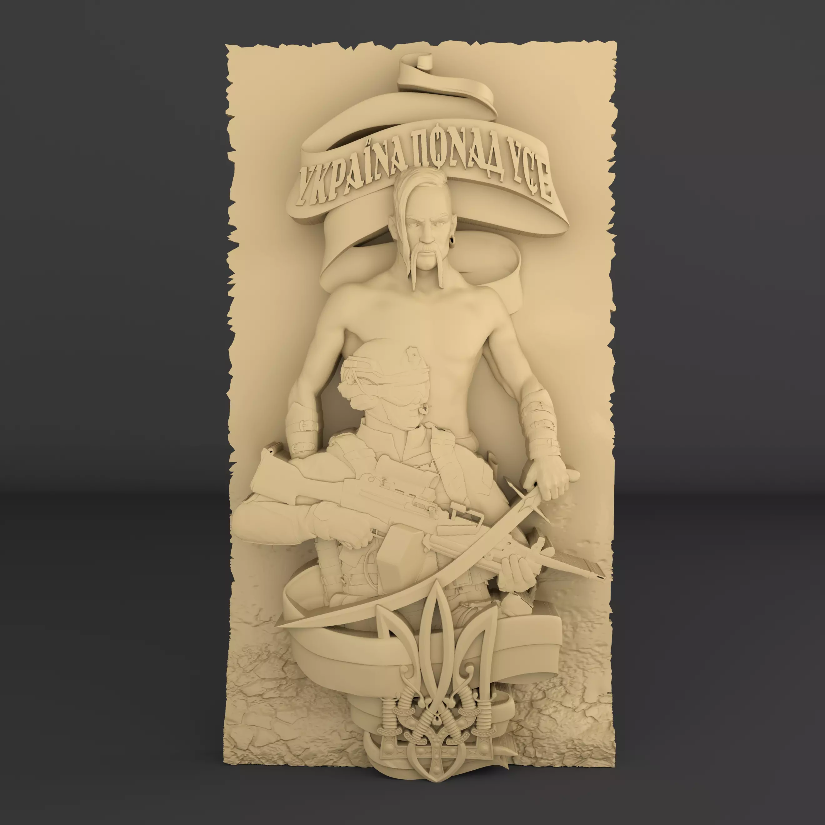 Emblem of Ukrainian warrior cossack trident 3D print model  3D print model_0