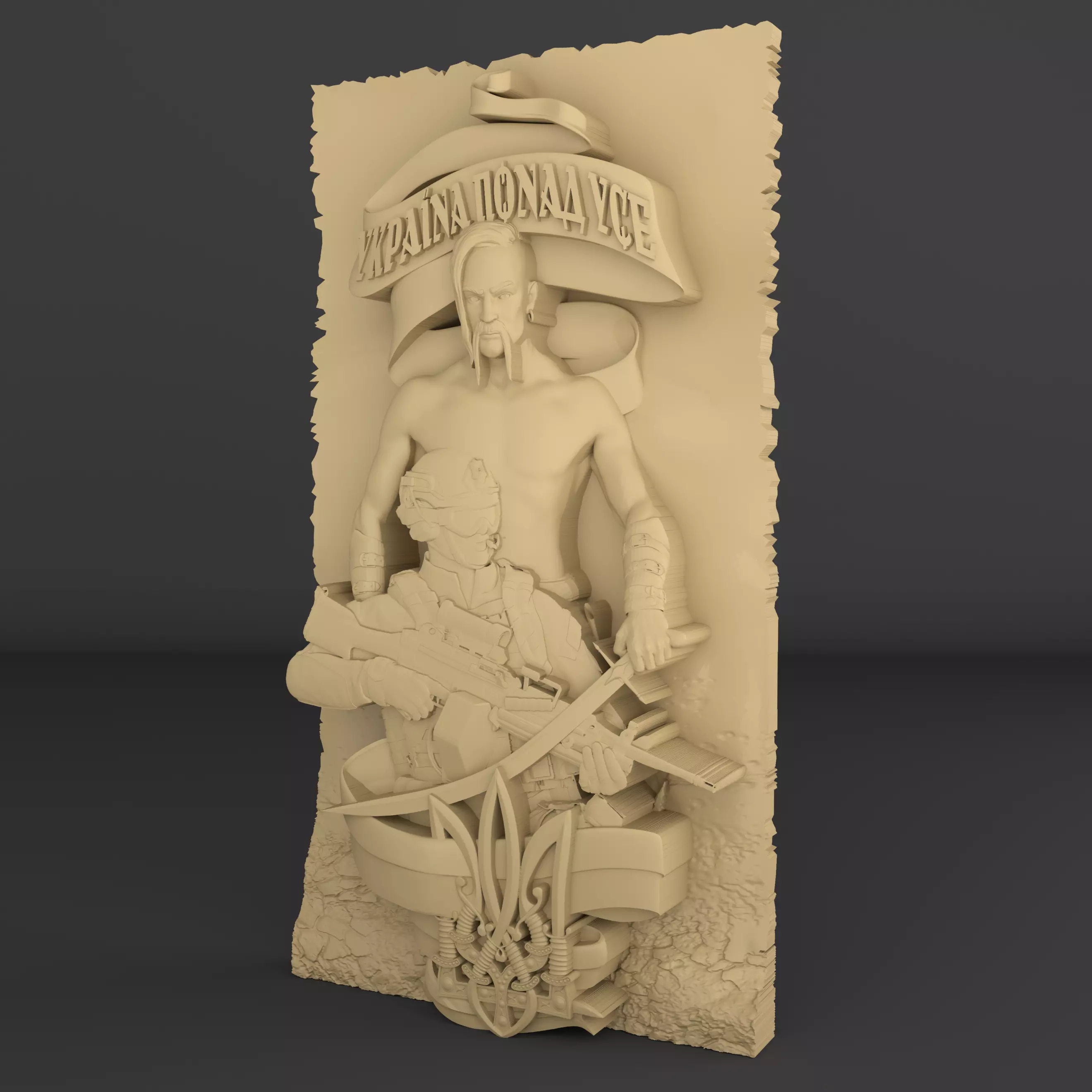 Emblem of Ukrainian warrior cossack trident 3D print model  3D print model_3