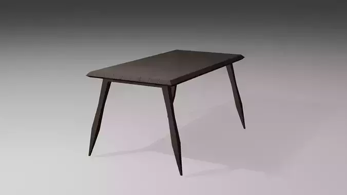 Low Poly Wooden Kitchen Table 3d Model