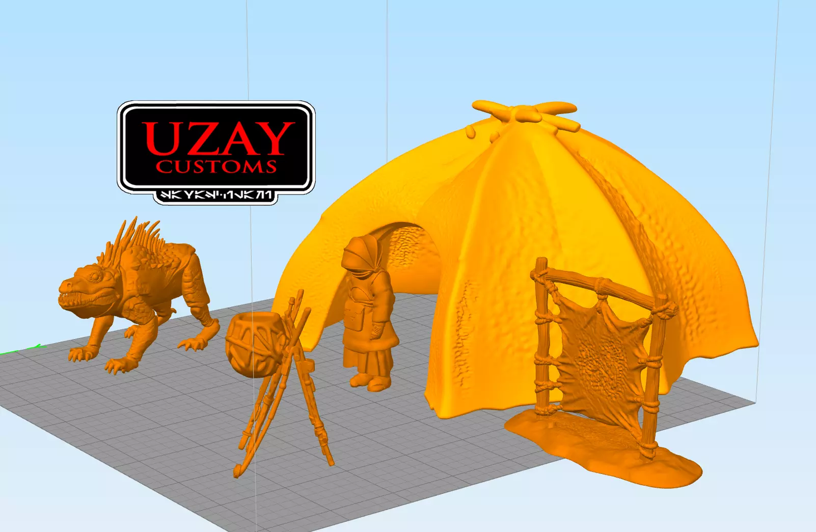 Star wars episodetwo  articulated Tusken village play set 3D print model_1