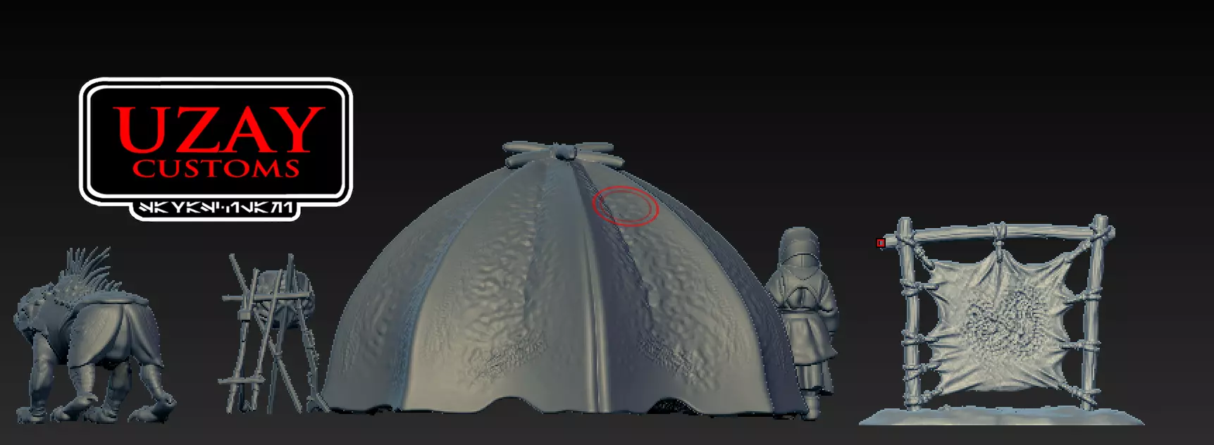 Star wars episodetwo  articulated Tusken village play set 3D print model_2