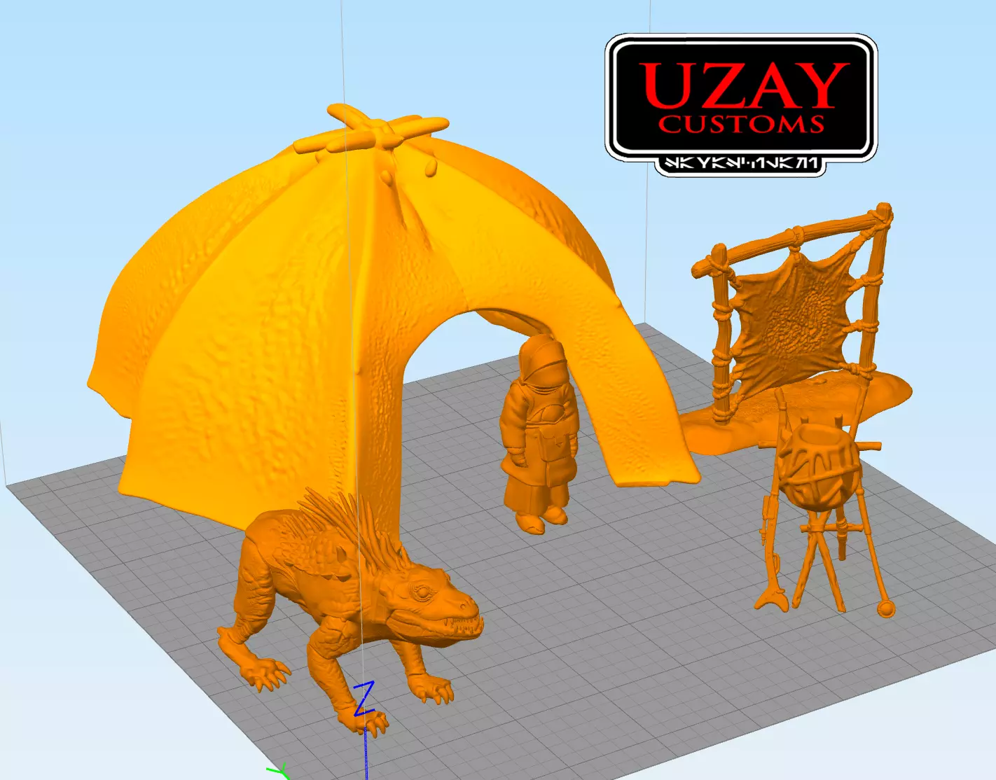 Star wars episodetwo  articulated Tusken village play set 3D print model_0