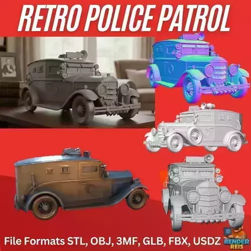 Retro Police Patrol 3D print model Retro Police Patrol 3D print model