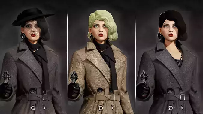 Mafia Girl 1 Low-poly 3D model