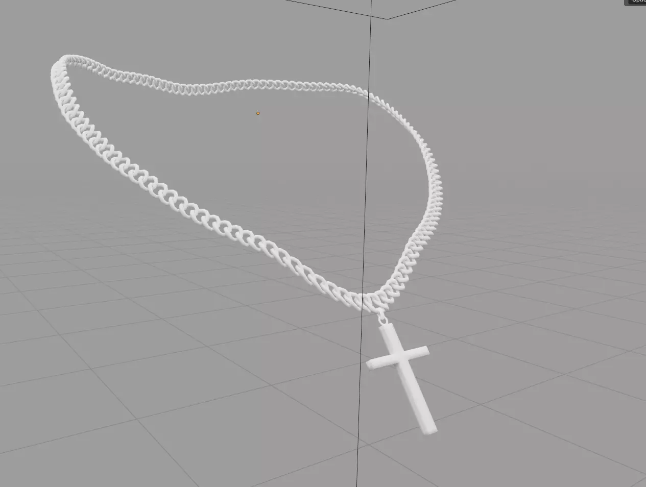 Chain with Cross Pendant Low-poly 3D model_0