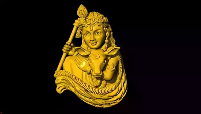 little krishna with cow 3d printed model