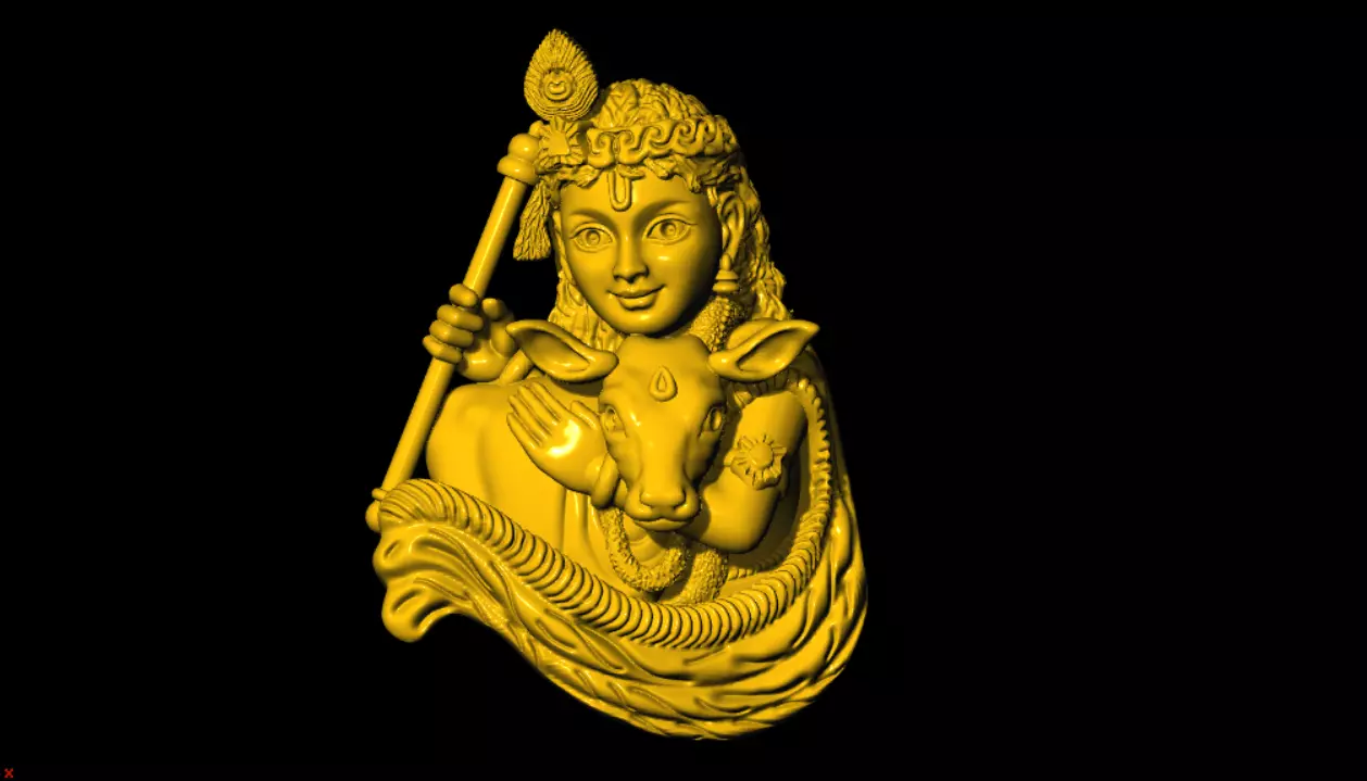 little krishna with cow 3d printed model 3D print model_0