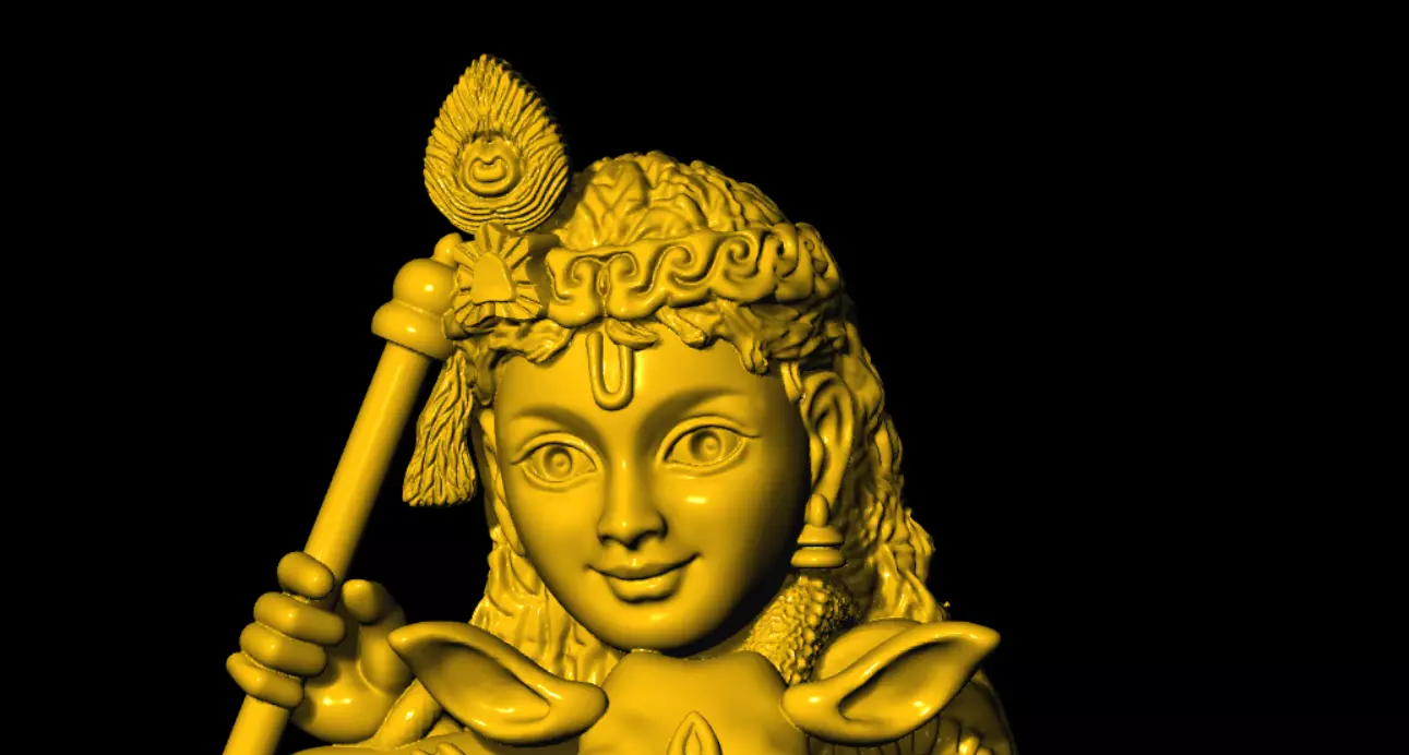 little krishna with cow 3d printed model 3D print model_6