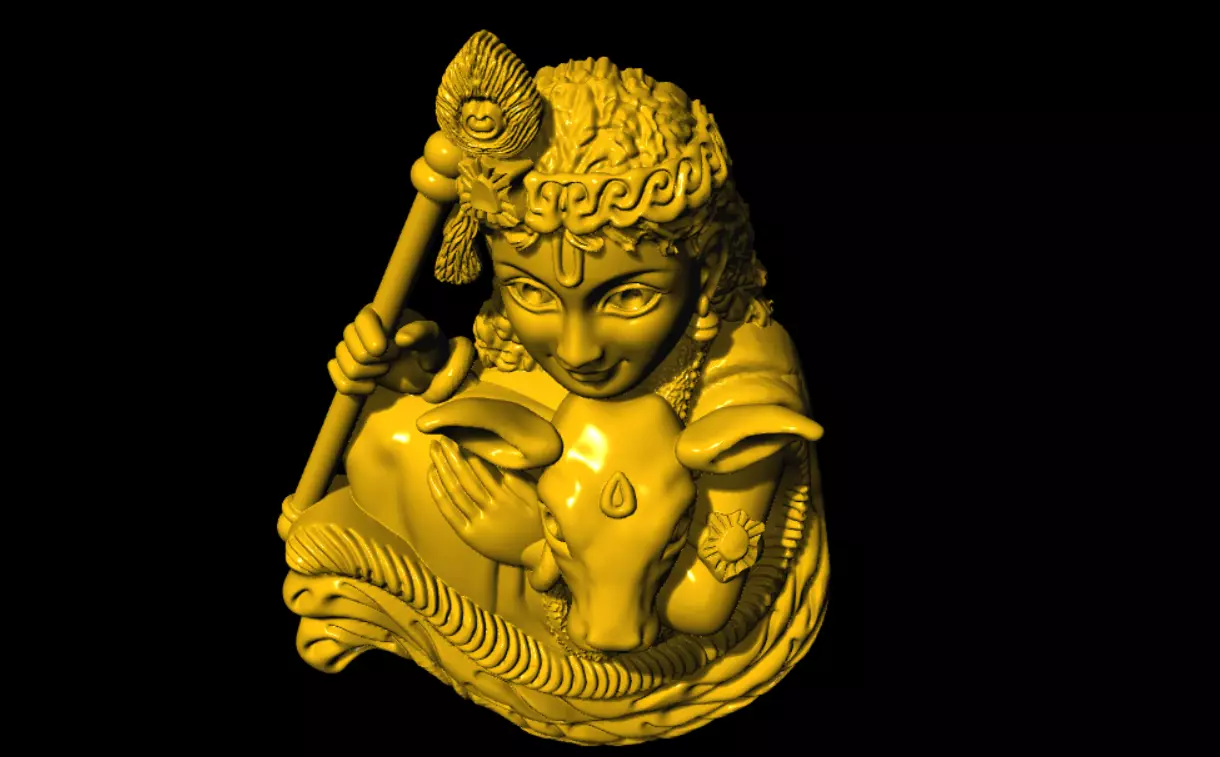little krishna with cow 3d printed model 3D print model_5