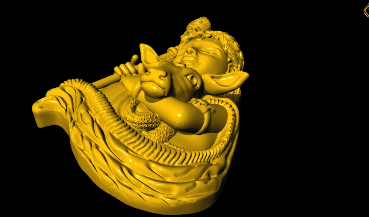little krishna with cow 3d printed model 3D print model_4
