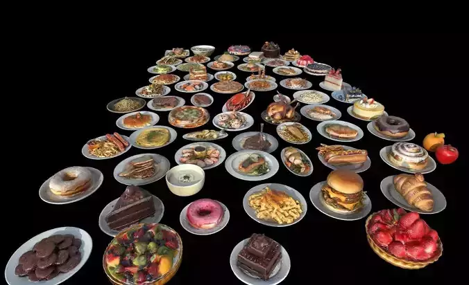Food Pack Low-poly 3D model 3