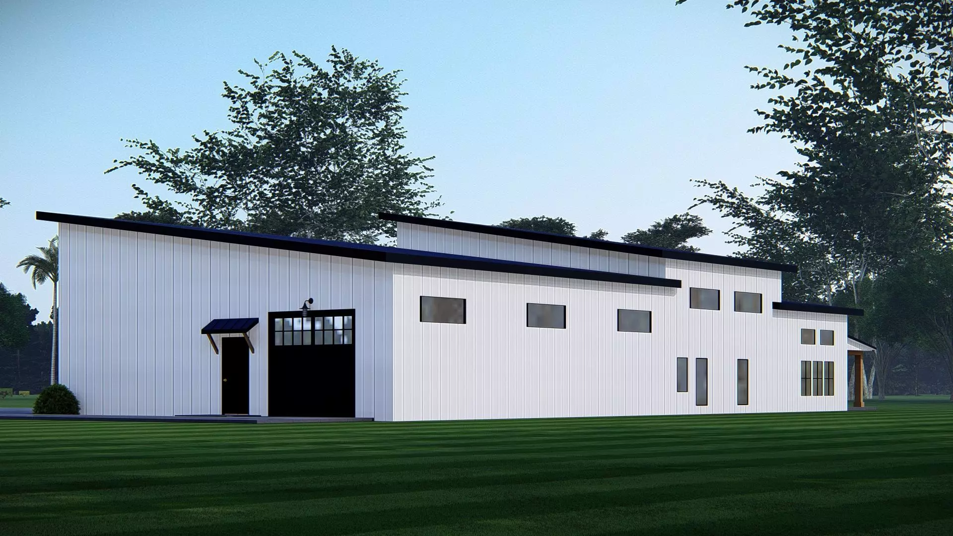 Modern American Barndominium Farmhouse 3D Home with Garage 3D model_1