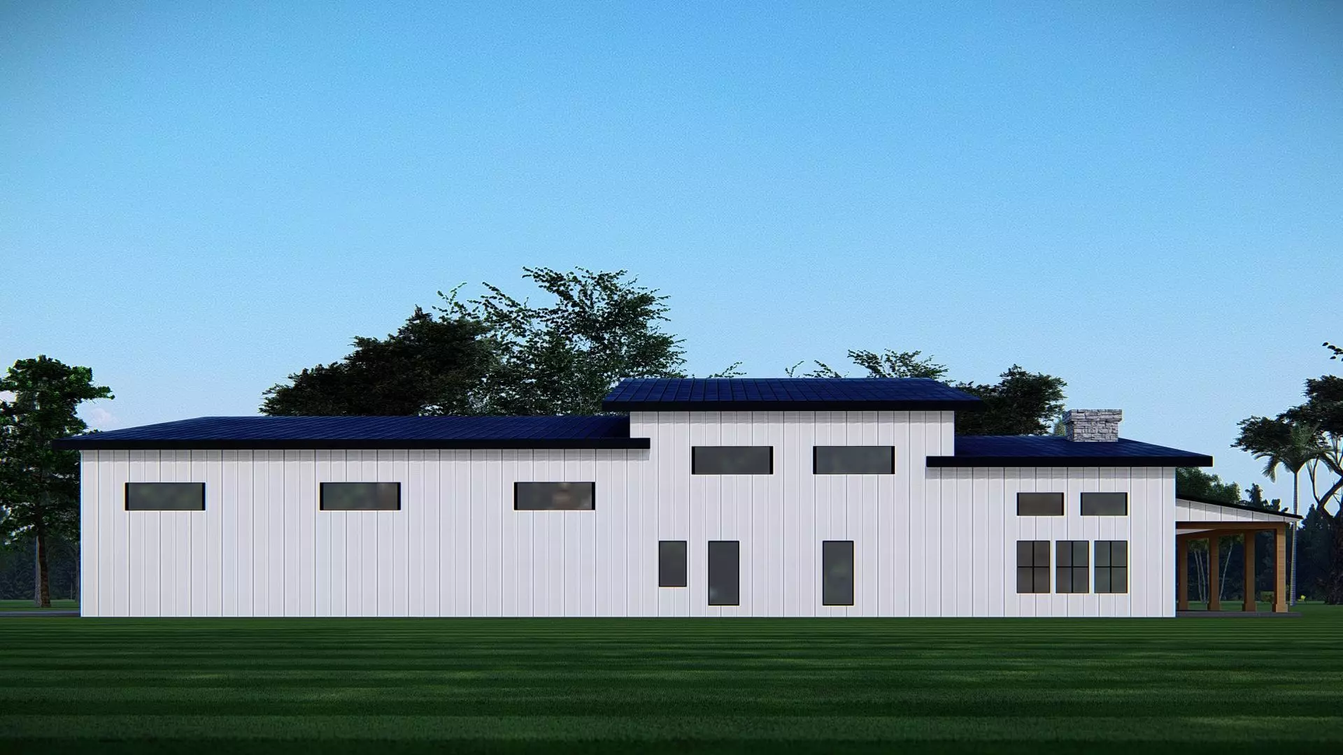 Modern American Barndominium Farmhouse 3D Home with Garage 3D model_2