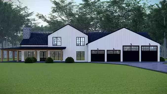 Modern American Barndominium Farmhouse 3D Model Home Garage 3D model Modern American Barndominium Farmhouse 3D Model Home Garage 3D model