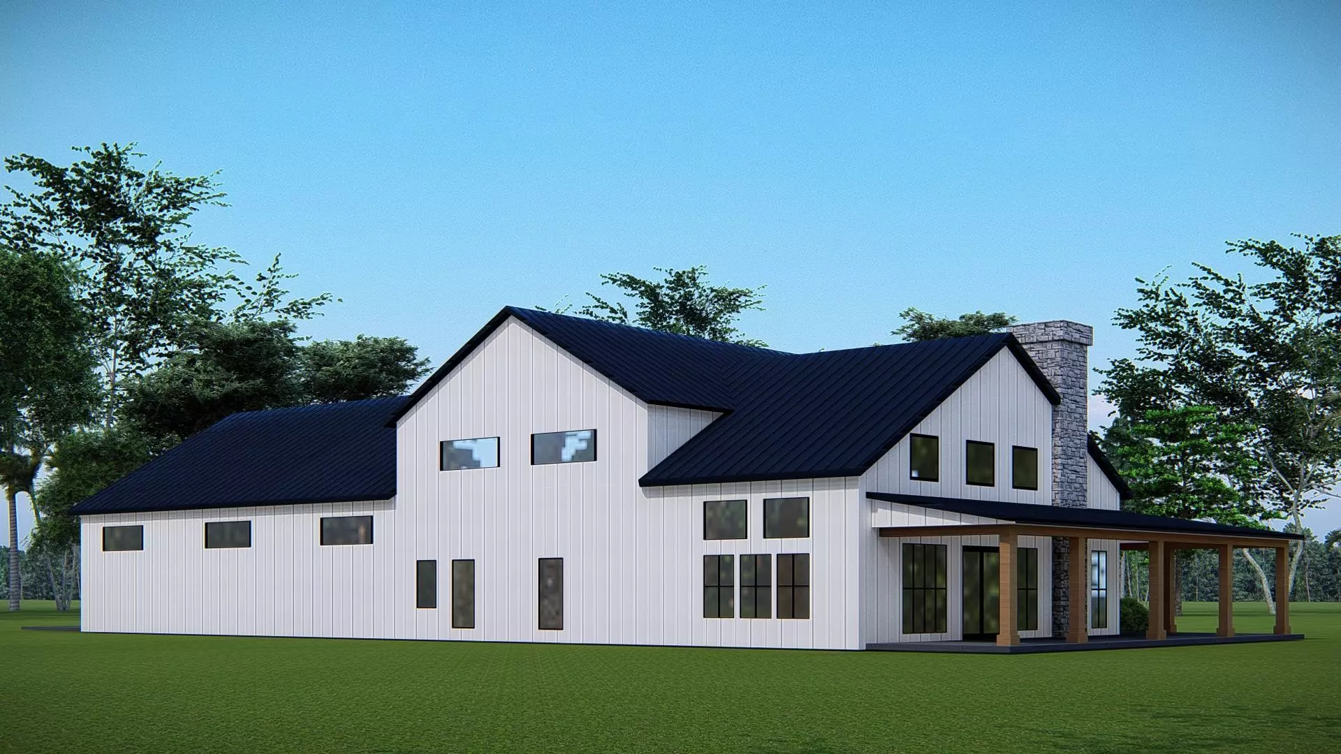 Modern American Barndominium Farmhouse 3D Model Home Garage 3D model_4
