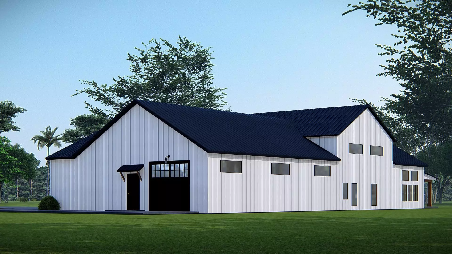 Modern American Barndominium Farmhouse 3D Model Home Garage 3D model_2
