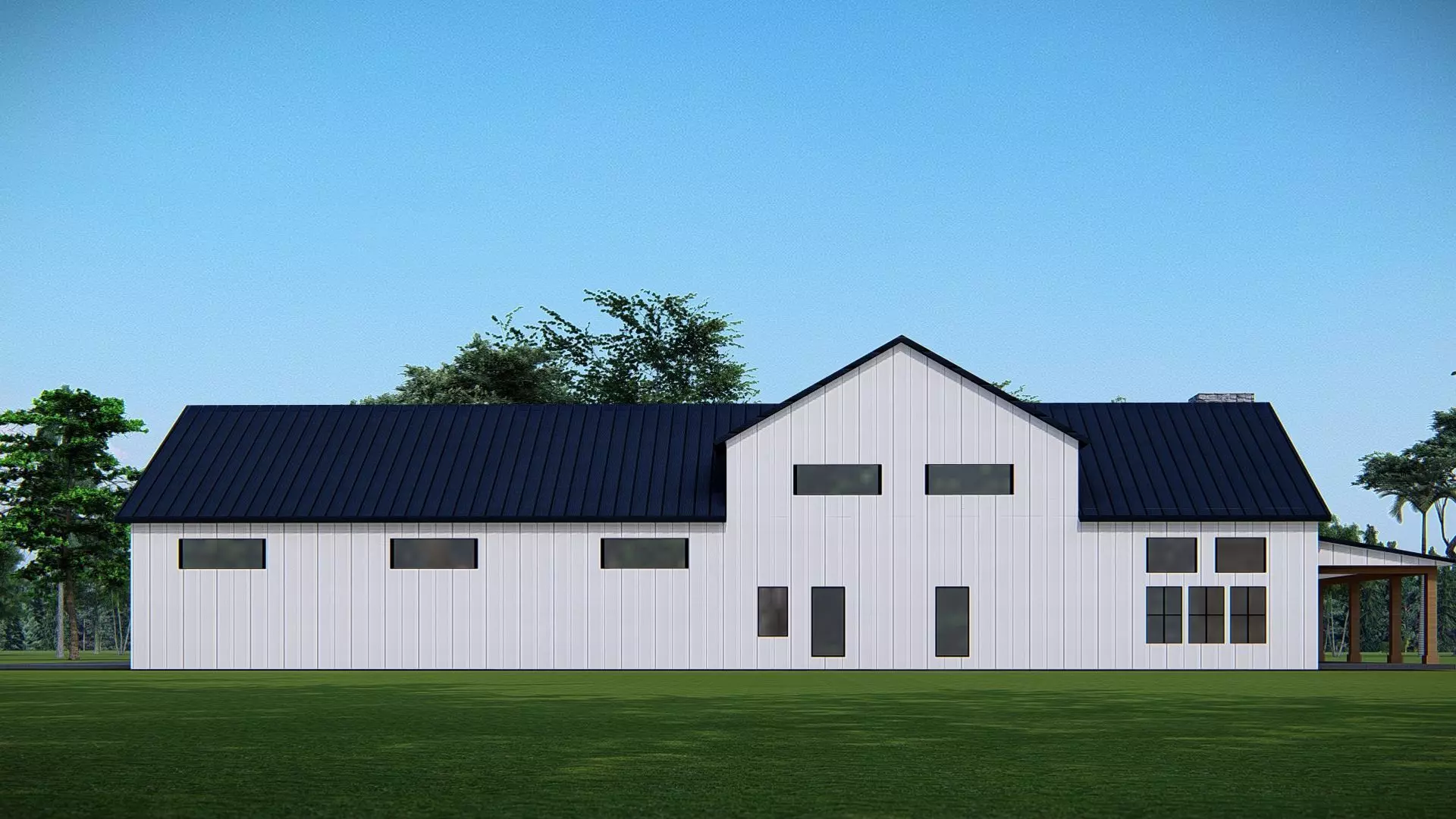 Modern American Barndominium Farmhouse 3D Model Home Garage 3D model_3