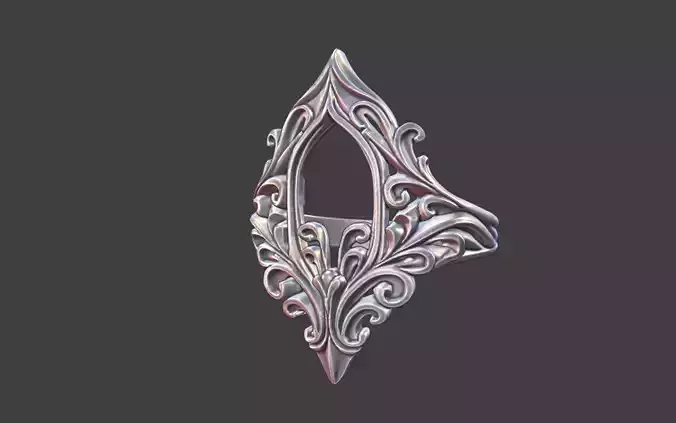 gothic scrollwork ring silver