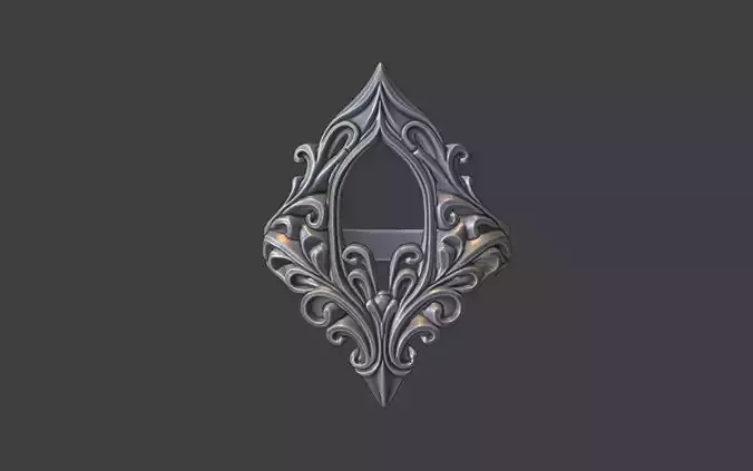 gothic scrollwork ring silver