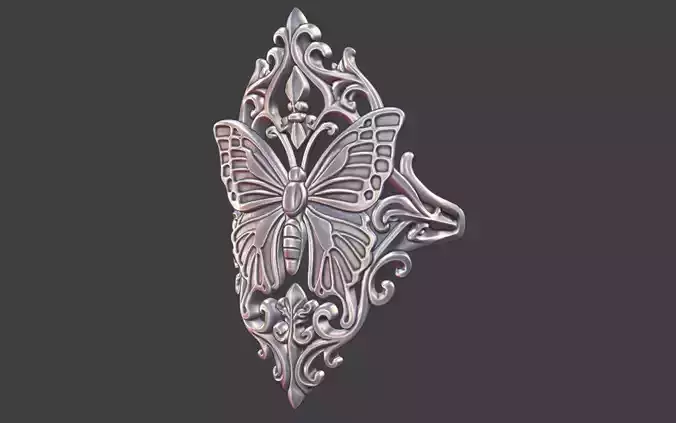 large gothic butterfly ring