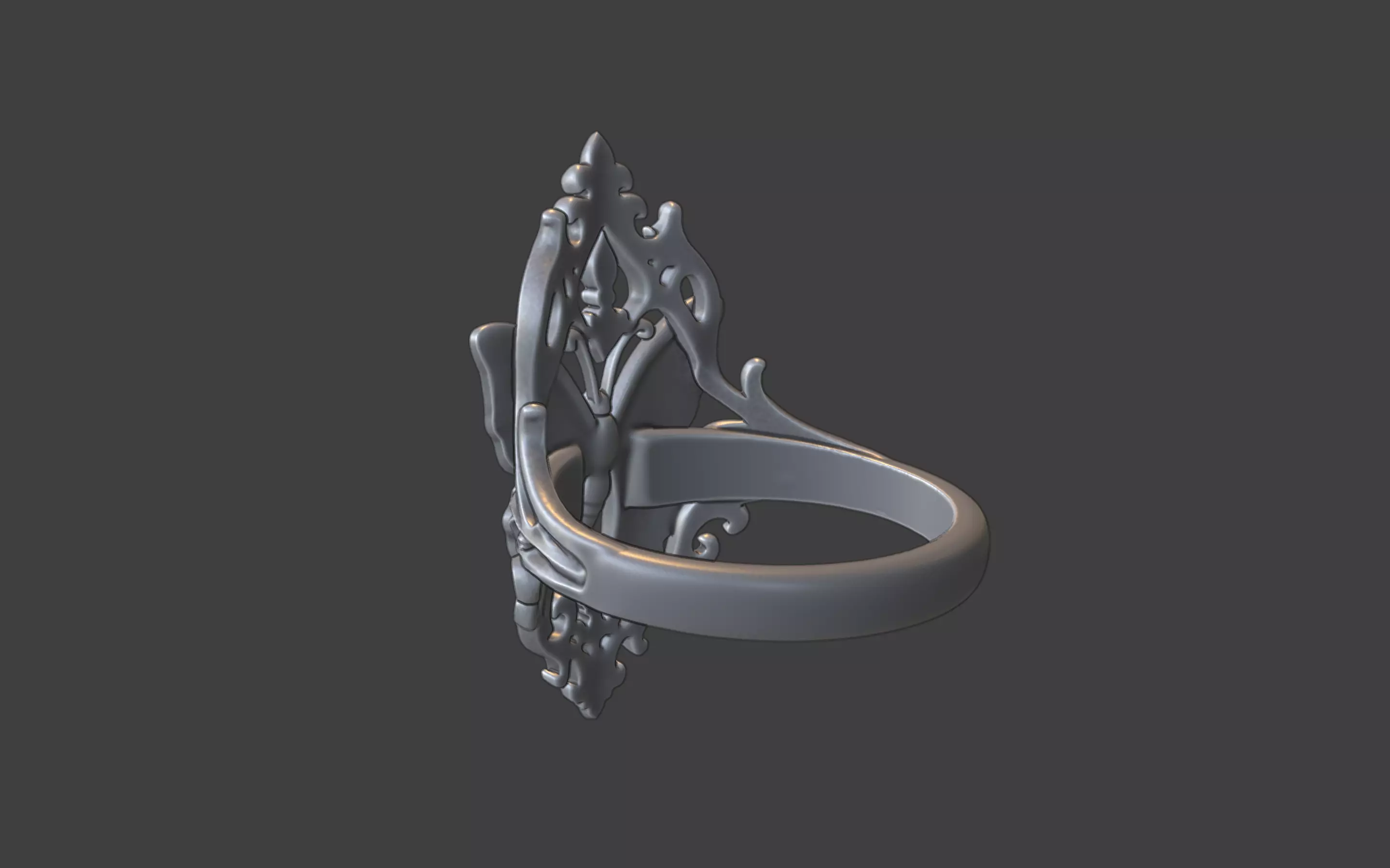 large gothic butterfly ring 3D print model_3