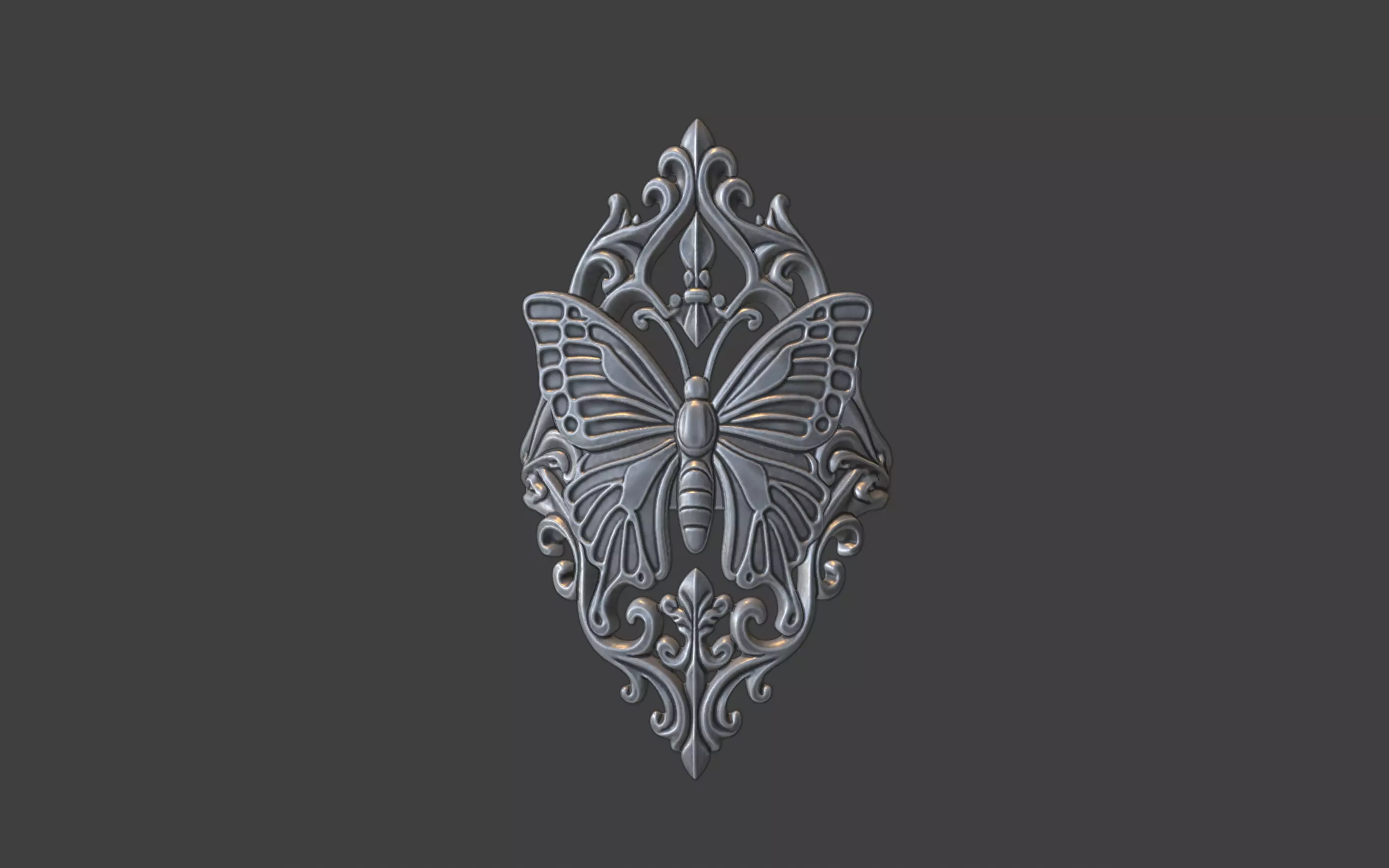 large gothic butterfly ring 3D print model_0