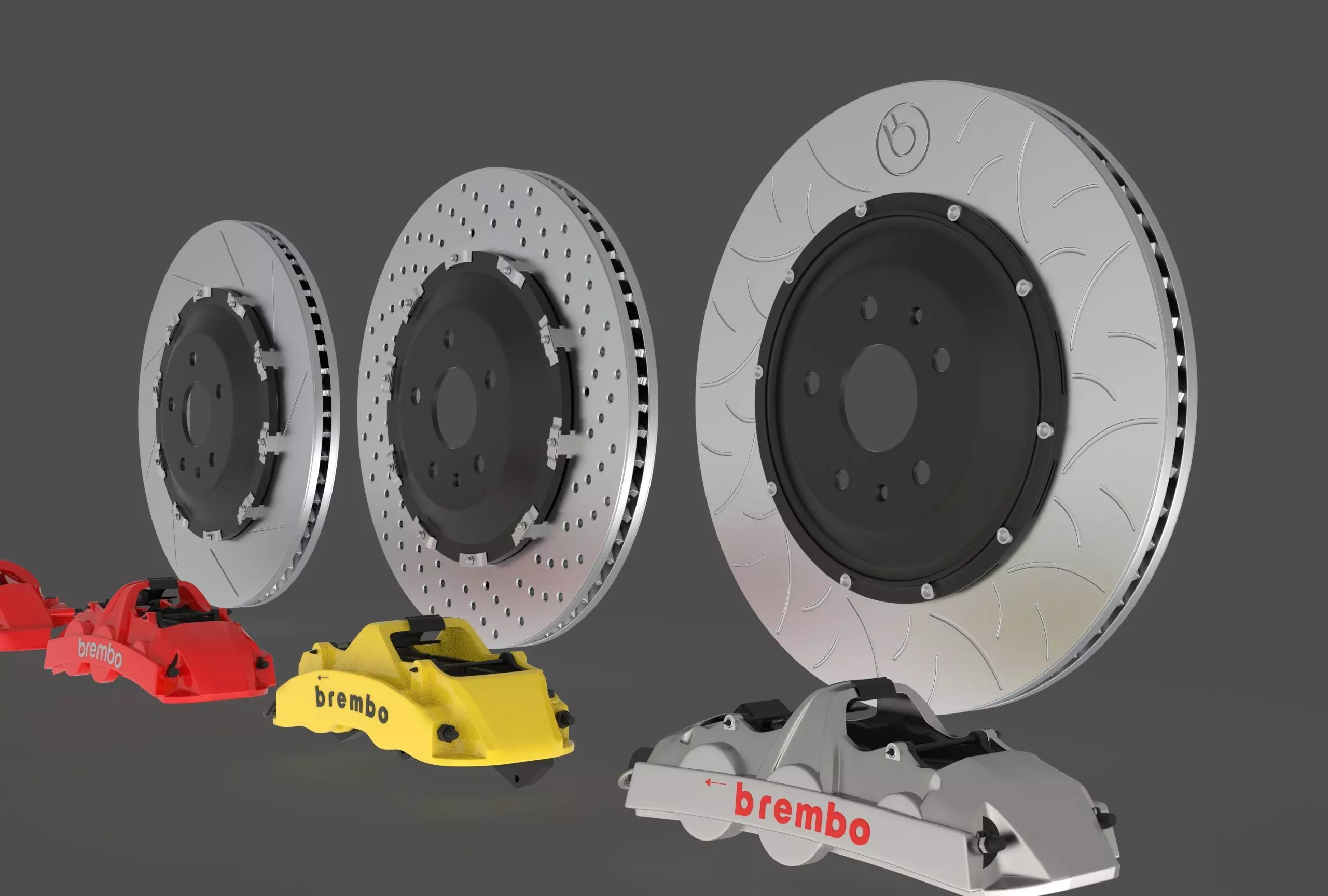 Brembo Brake Disc and Caliper Set 3D model_3