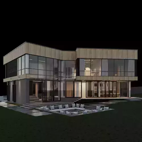 Modern house with furniture 3D model