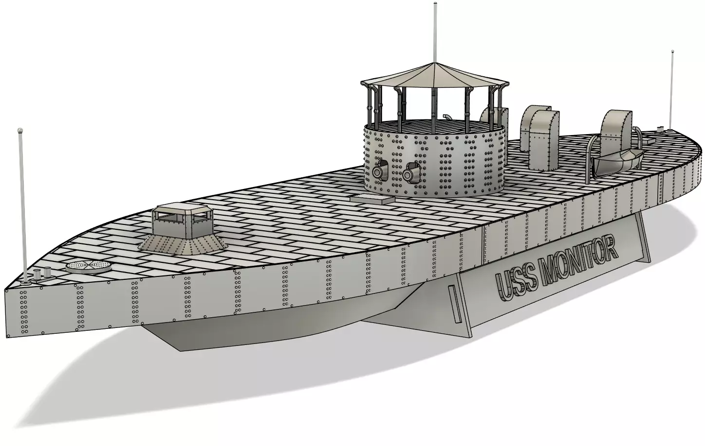USS Monitor RC Model 1-72 3D print model_16