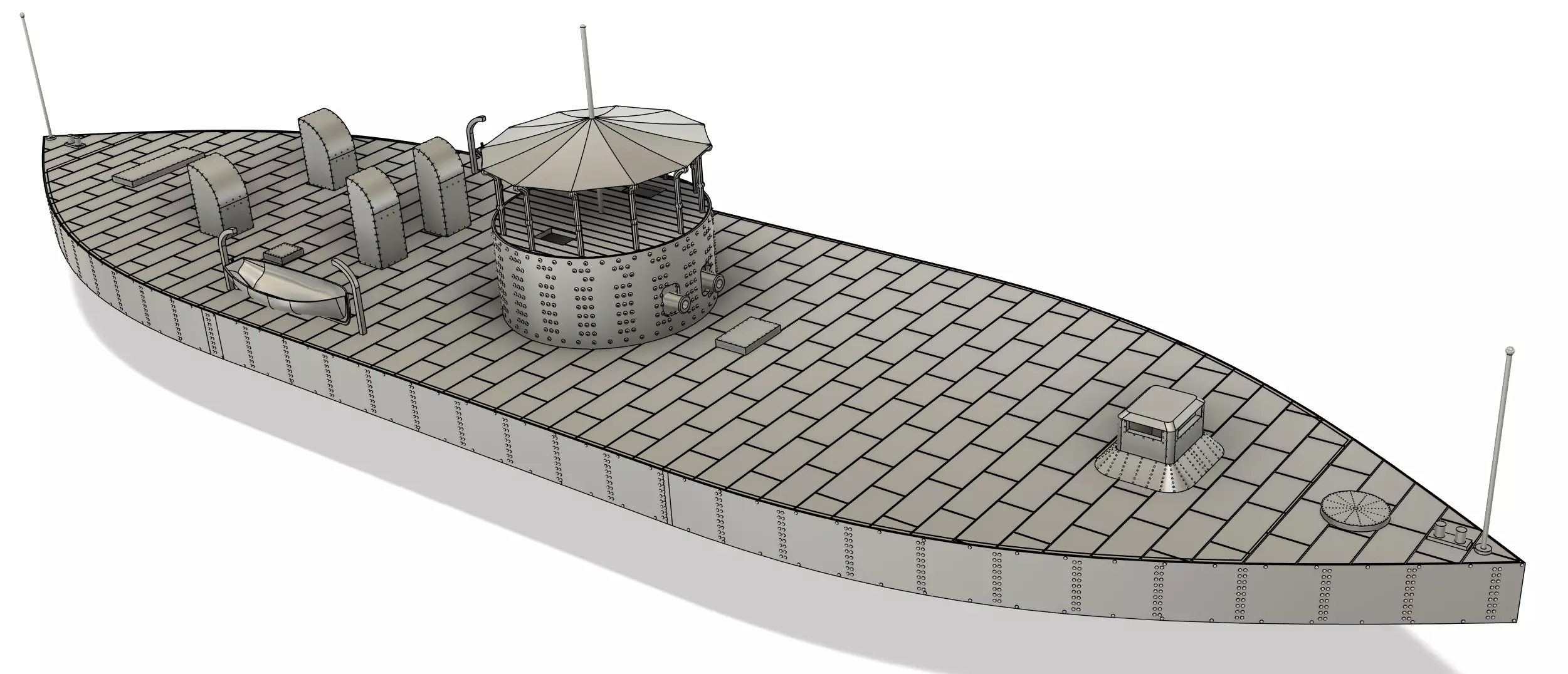 USS Monitor RC Model 1-72 3D print model_5