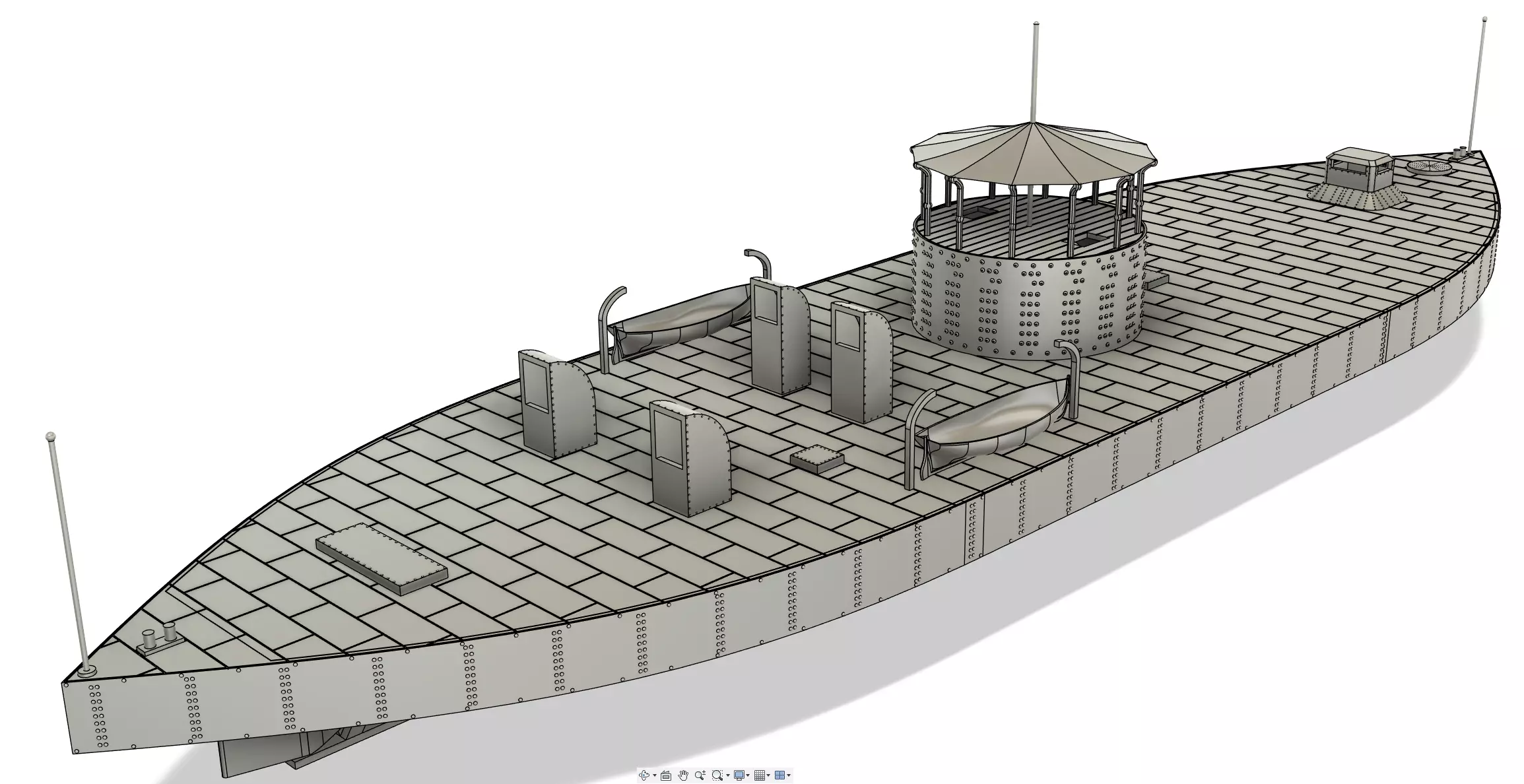 USS Monitor RC Model 1-72 3D print model_6