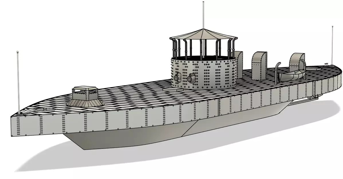 USS Monitor RC Model 1-72 3D print model_0
