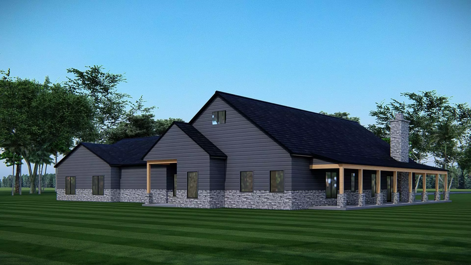 Barndominium Tiny House Exterior Compact Barn Style Modern Home 3D model_6