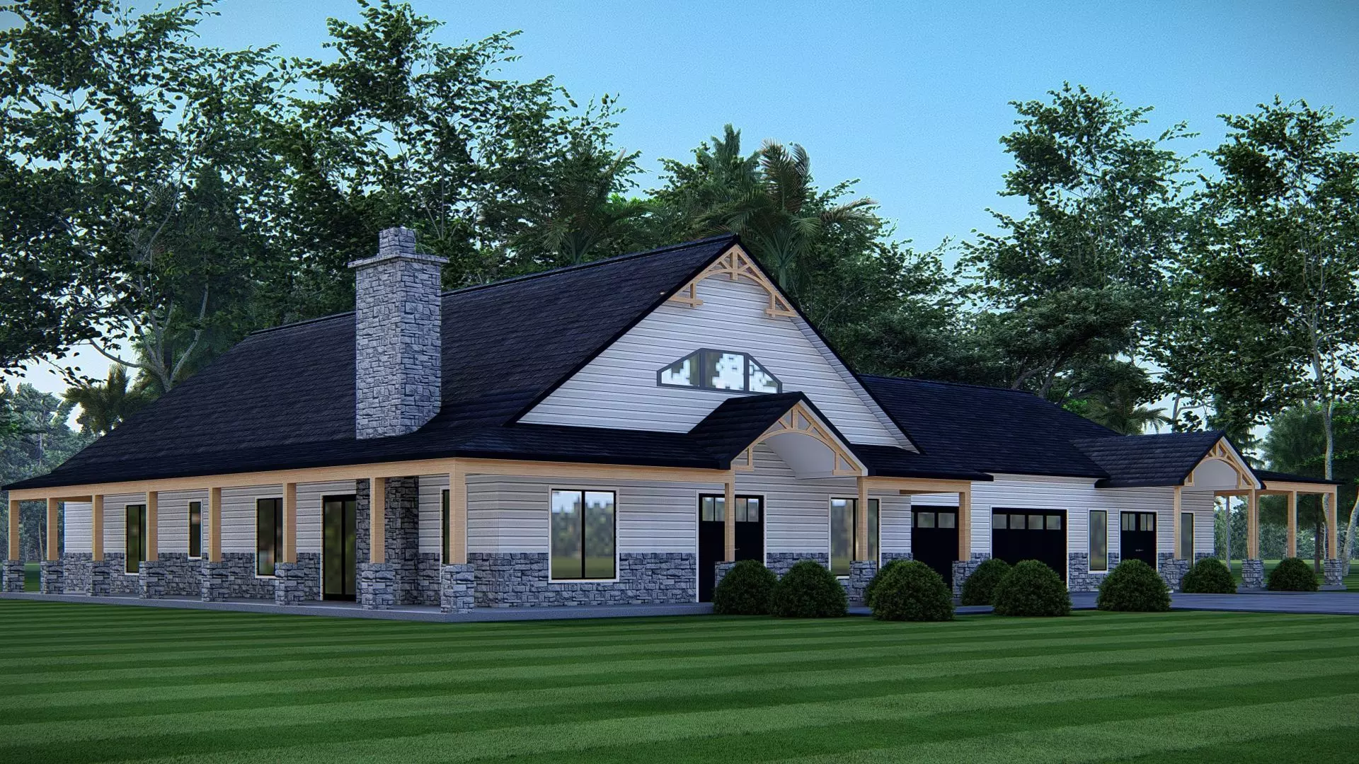 Barndominium Tiny House Exterior Compact Barn Style Modern Home 3D model_1