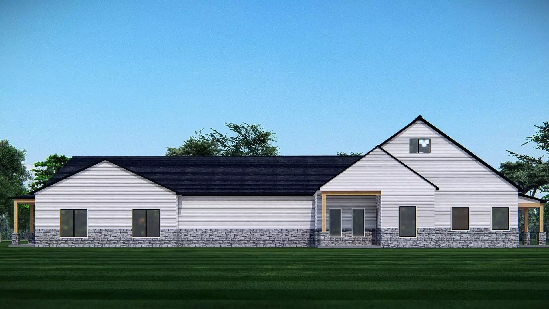 Barndominium Tiny House Exterior Compact Barn Style Modern Home 3D model_8