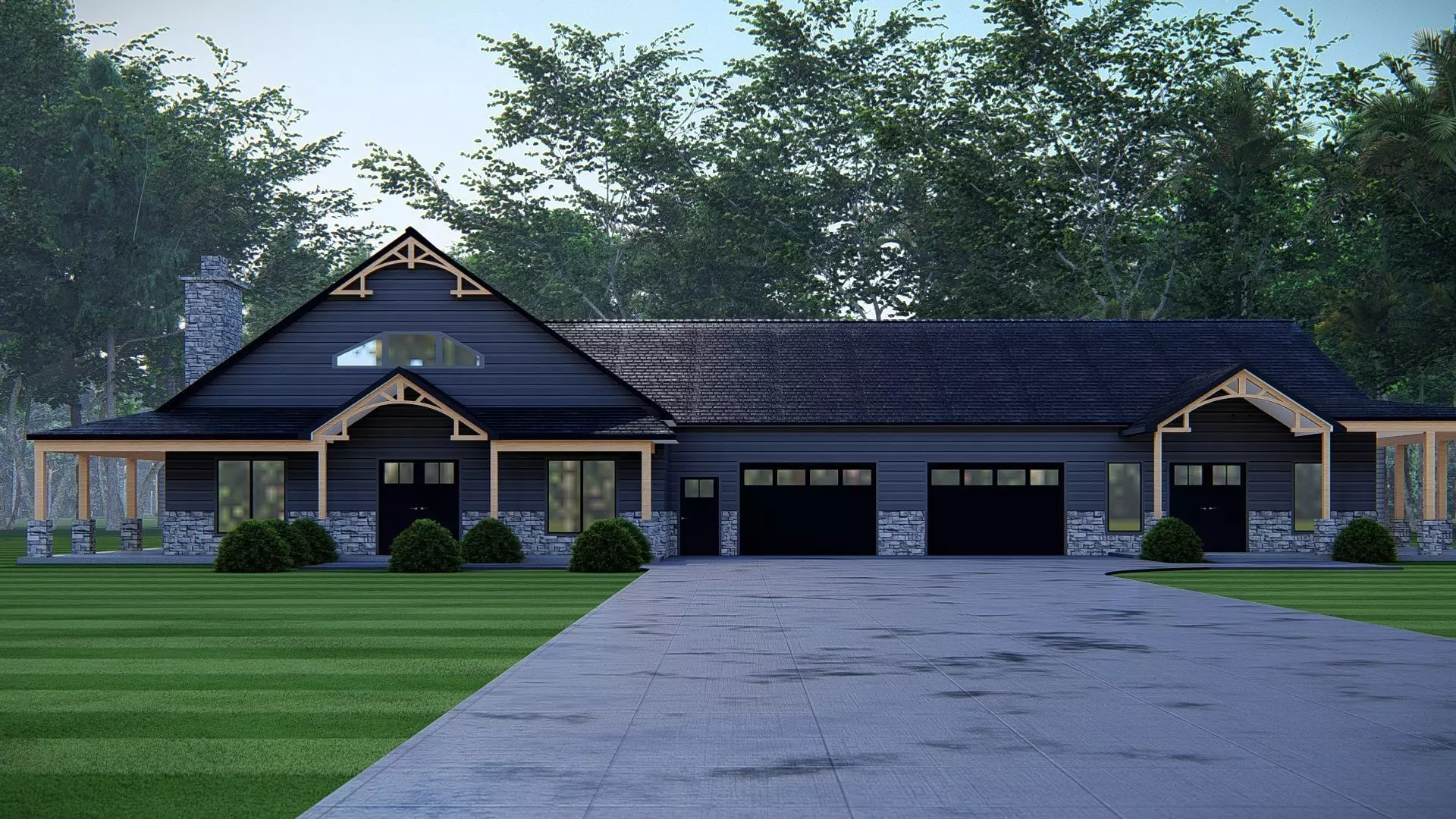 Barndominium Tiny House Exterior Compact Barn Style Modern Home 3D model_7