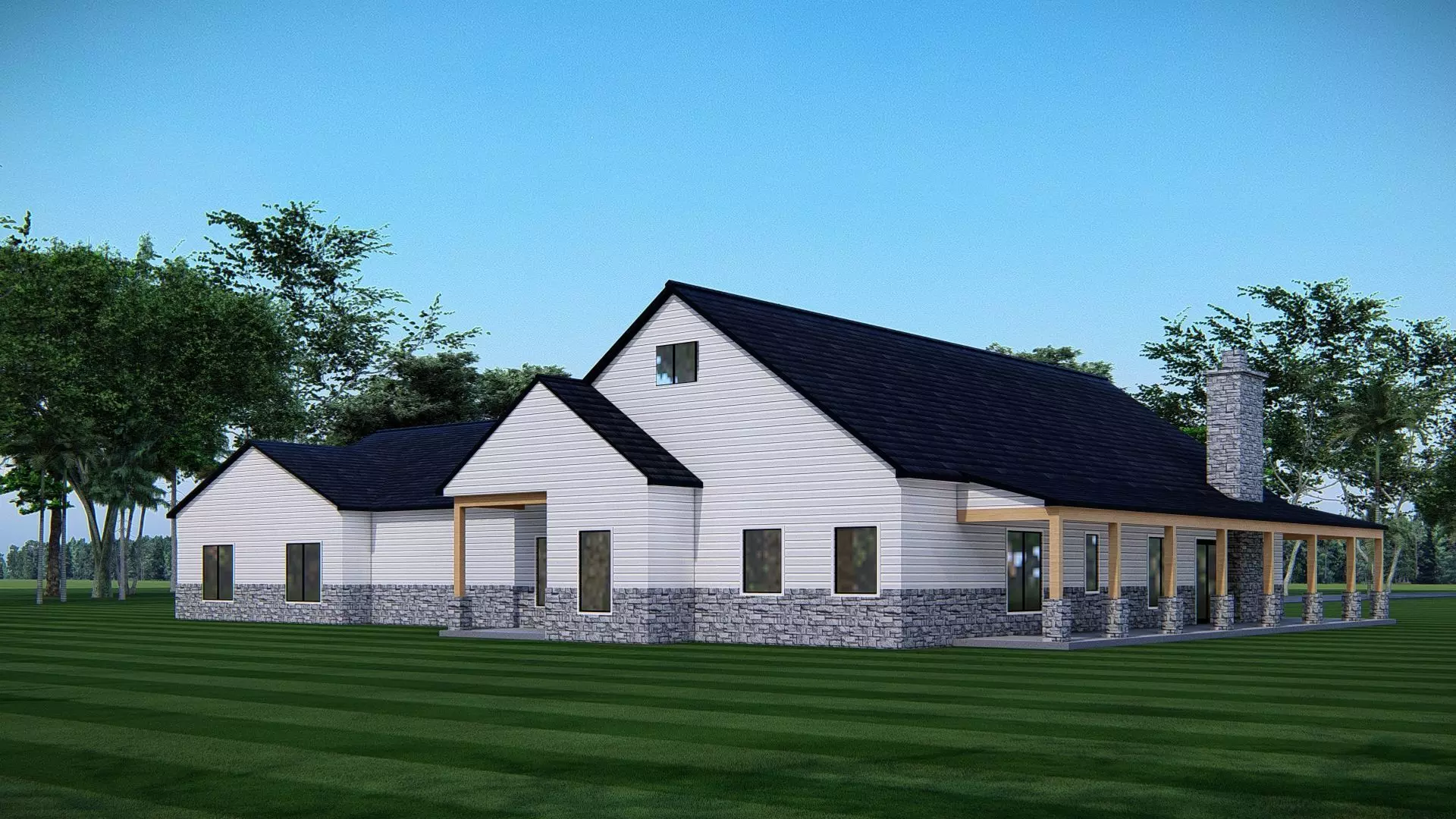 Barndominium Tiny House Exterior Compact Barn Style Modern Home 3D model_9
