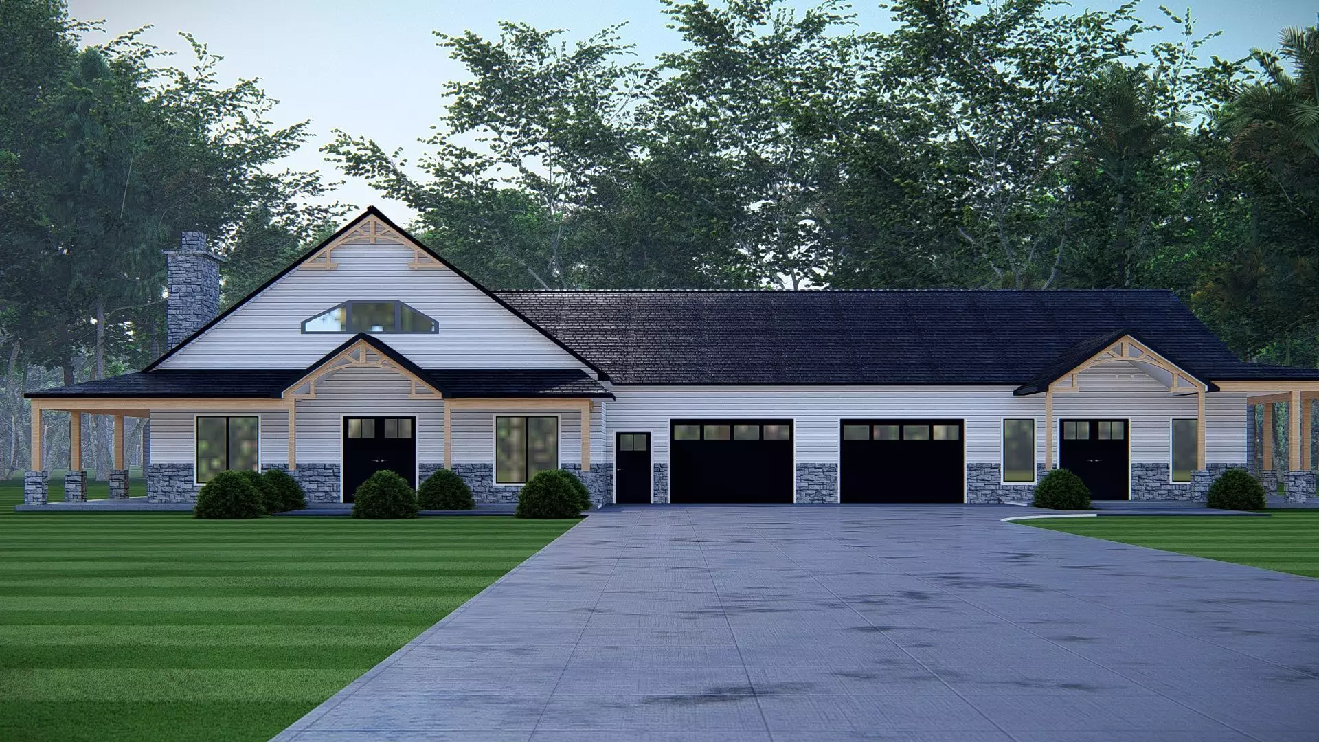 Barndominium Tiny House Exterior Compact Barn Style Modern Home 3D model_0