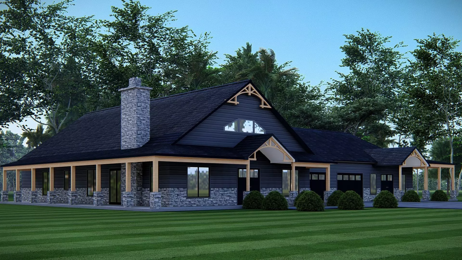 Barndominium Tiny House Exterior Compact Barn Style Modern Home 3D model_3