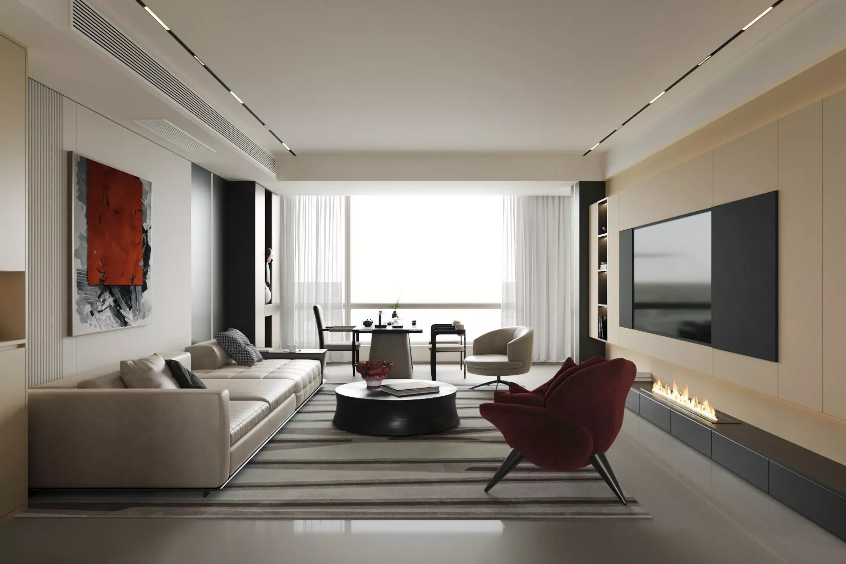 Italian - style living and dining room 3D model_2