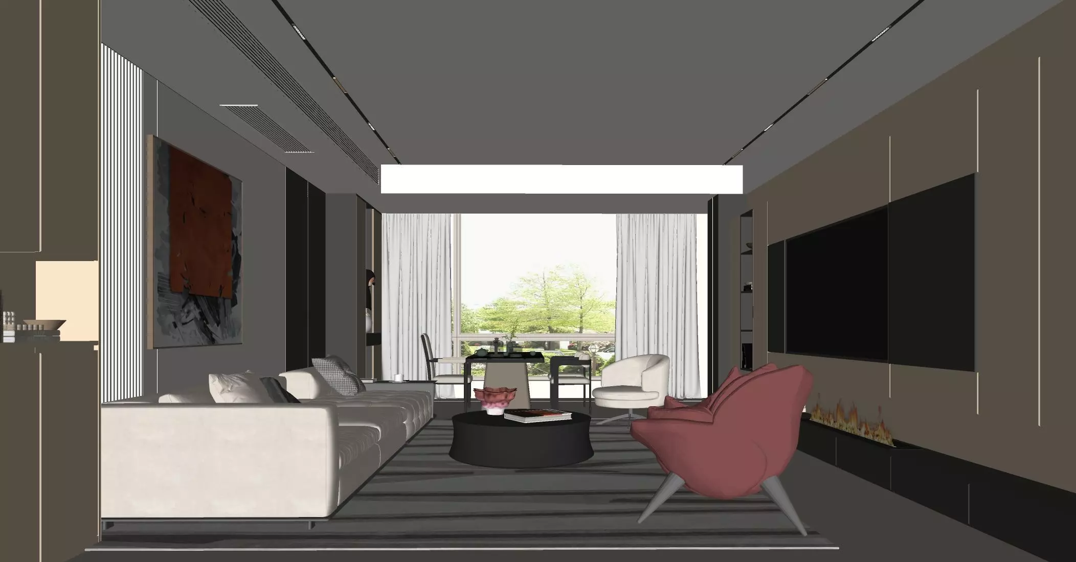 Italian - style living and dining room 3D model_6