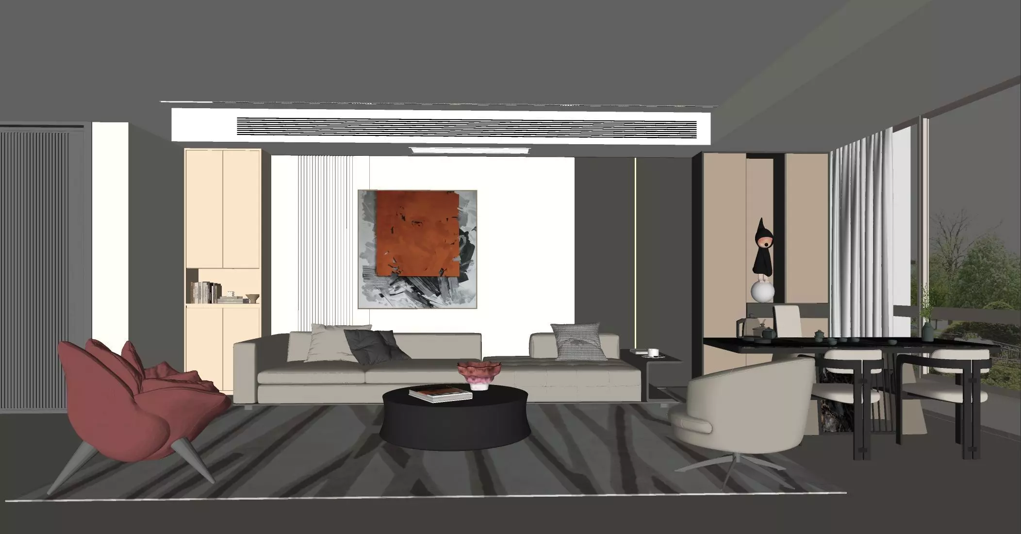 Italian - style living and dining room 3D model_4