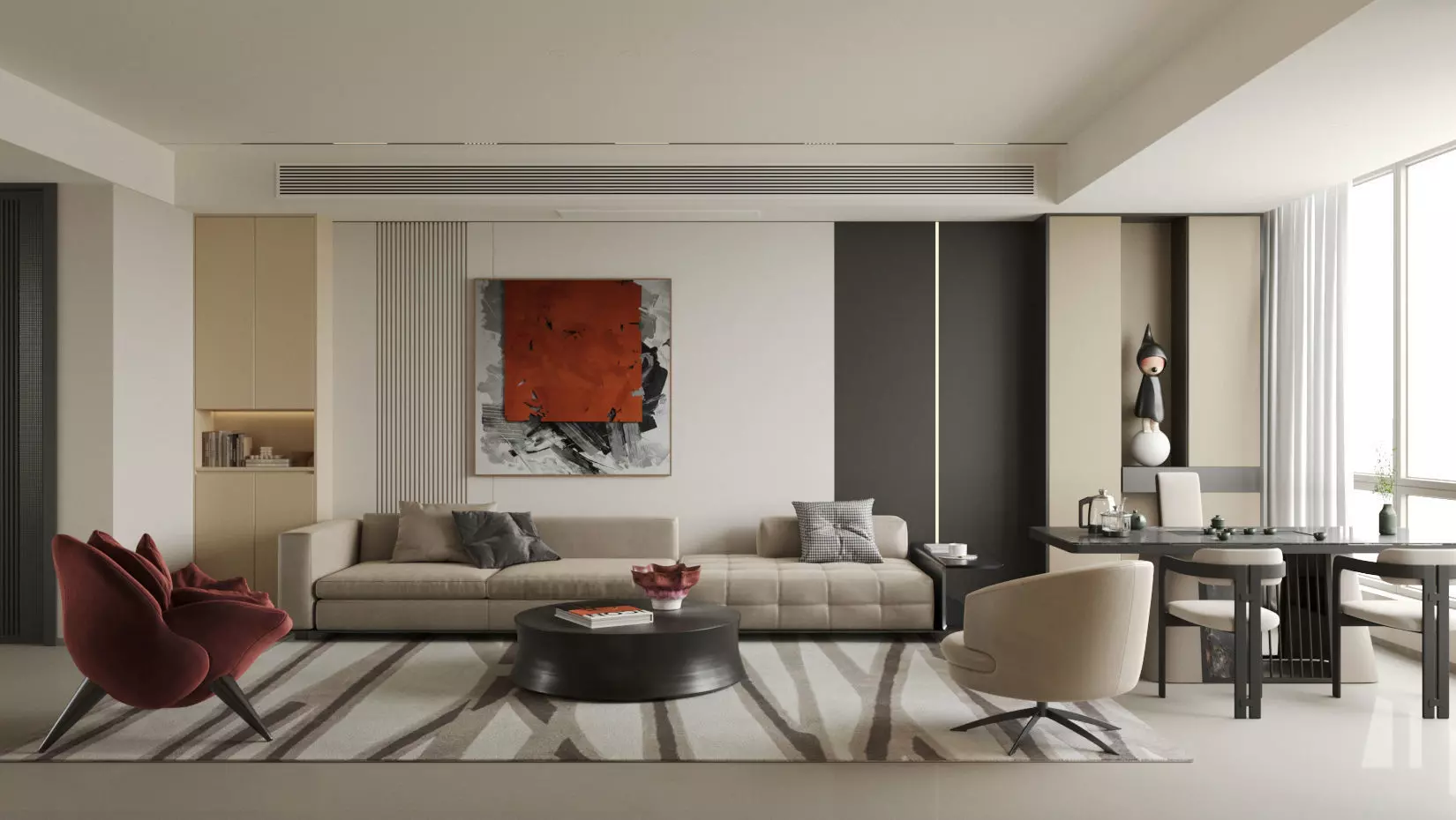 Italian - style living and dining room 3D model_0